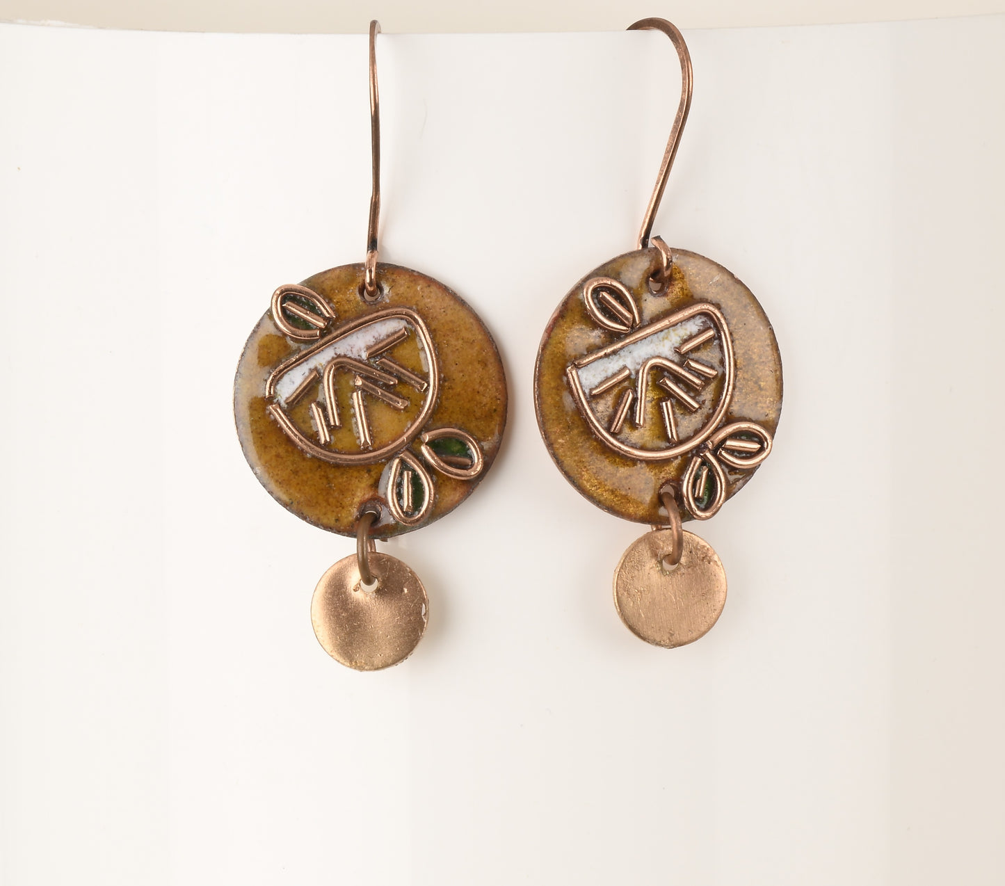 Handcrafted Nimbuzz Yellow Copper Enamel Earrings