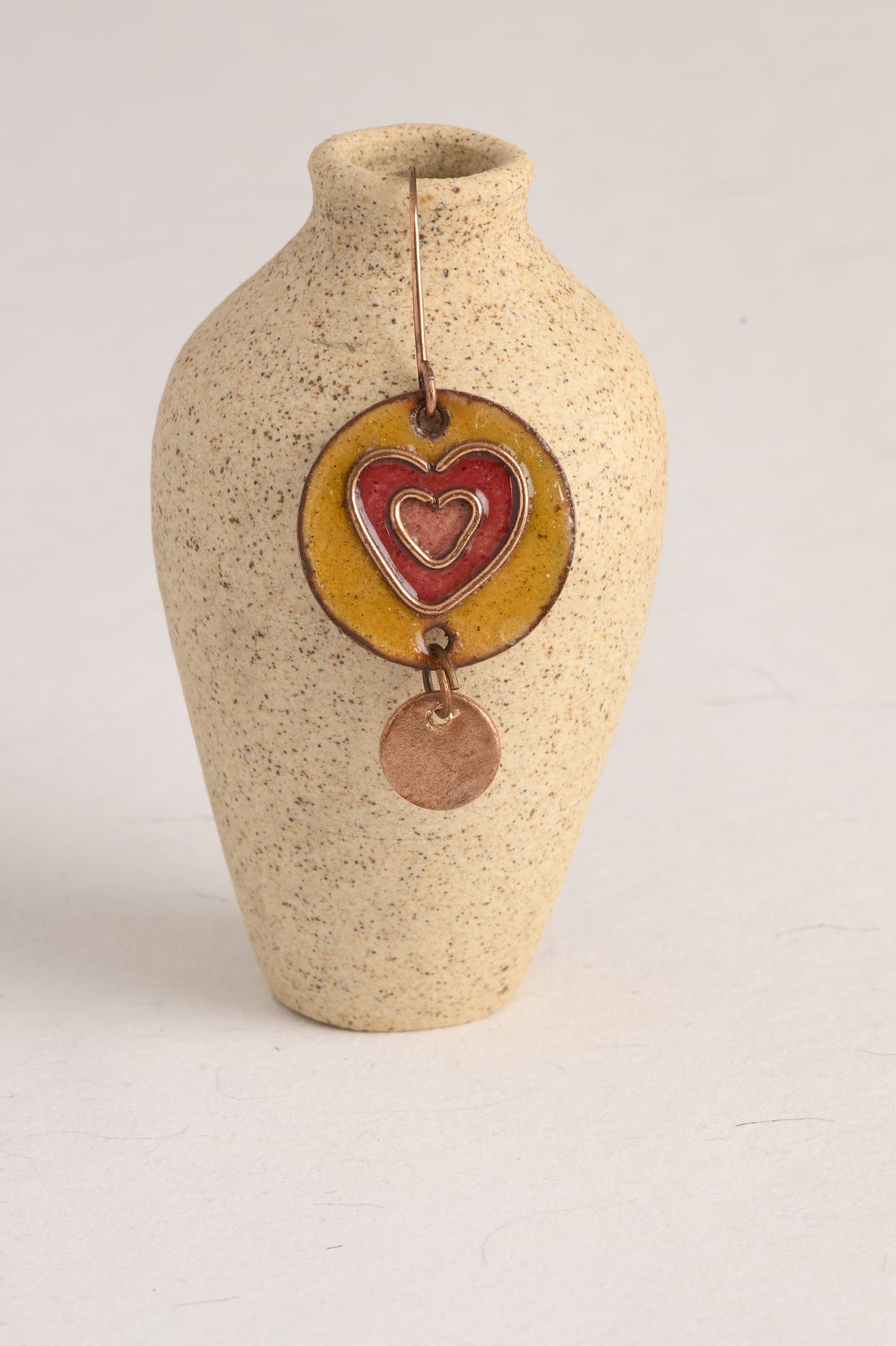 Handcrafted Dil Orange/Bronze Enamel Earrings