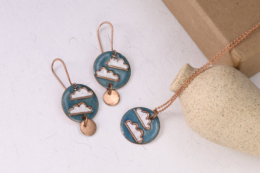 Handcrafted Copper Enamel Baadal Pendant