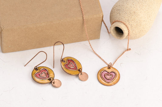 Handcrafted Dil Orange/Bronze Enamel Pendant