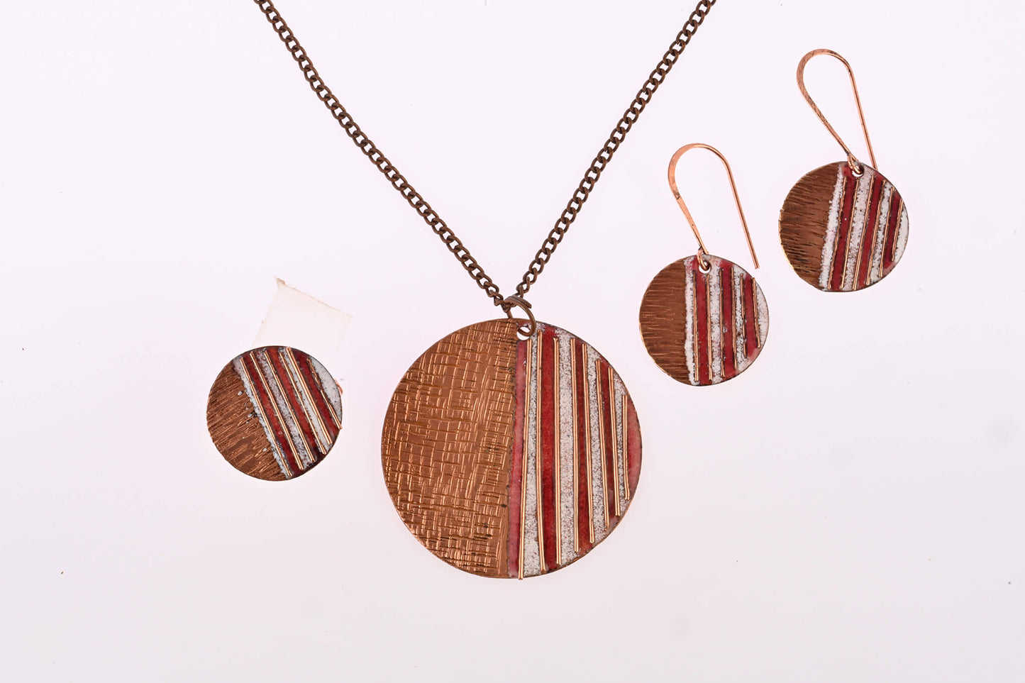 Hand Crafted Copper Enamel -  Crinkle Fire Set Small
