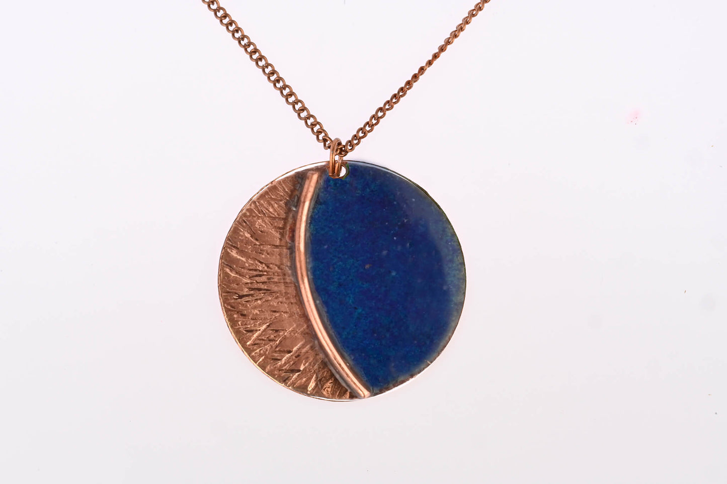 Hand Crafted Copper Enamel - Kakan Blue Pendant