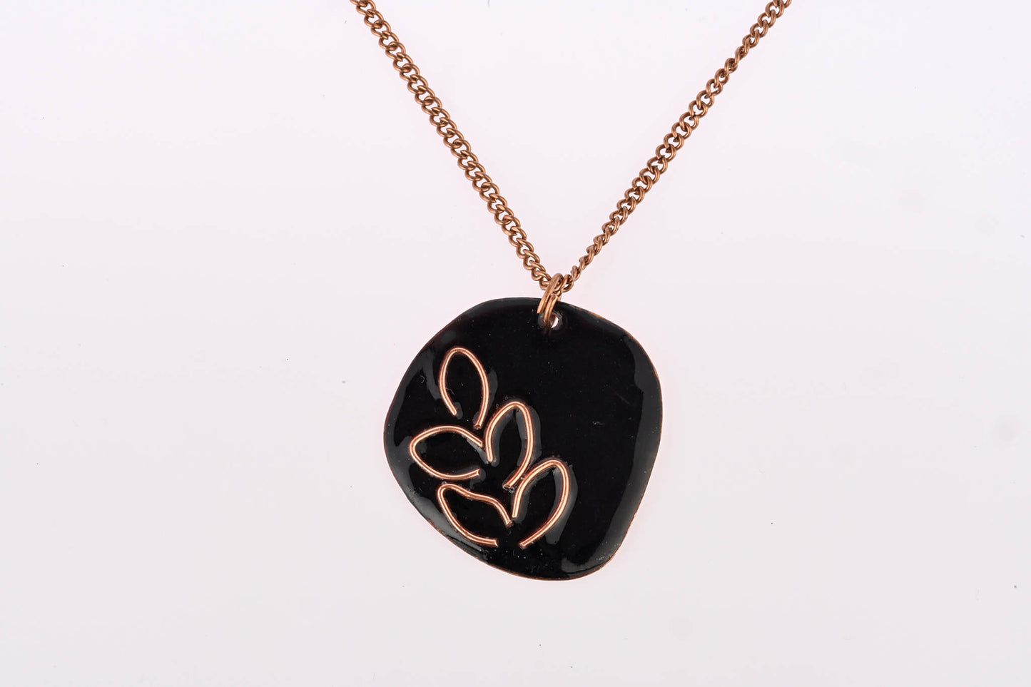 Hand Crafted Copper Enamel - Phyllo Coal Pendant Small