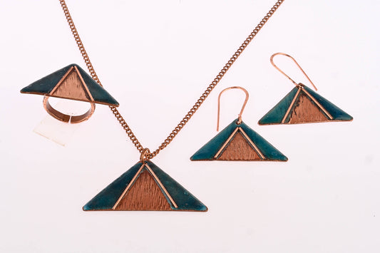 Hand Crafted Copper Enamel -  Triphuli Blue Set