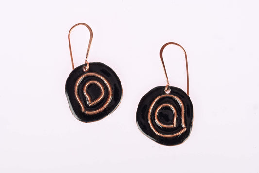 Hand Crafted Copper Enamel -  Vartul Black Earrings
