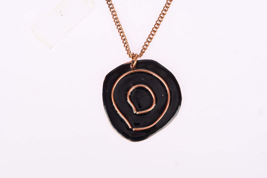 Hand Crafted Copper Enamel -  Vartul Black Pendant