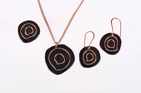 Hand Crafted Copper Enamel -  Vartul Black Set