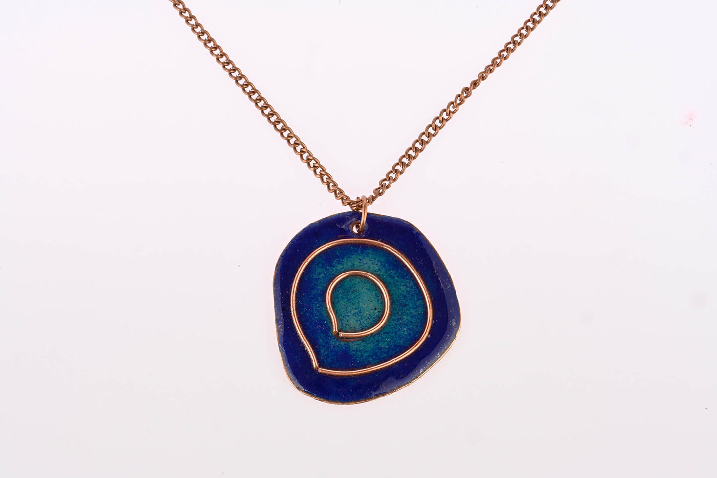 Hand Crafted Copper Enamel - Vartul Blue Pendant