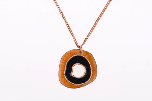Hand Crafted Copper Enamel -  Vartul Ochre Pendant
