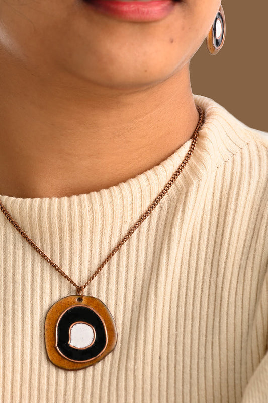 Hand Crafted Copper Enamel - Vartul Ochre Pendant