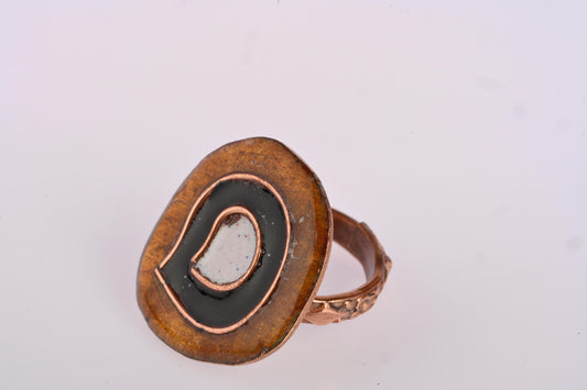 Hand Crafted Copper Enamel -  Vartul Ochre Ring
