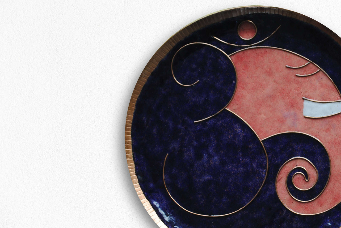 Home decor wall plates of Ganesh as Omkara, Ekdanaka, Vinayaka, handpainted and enameled on beaten copper