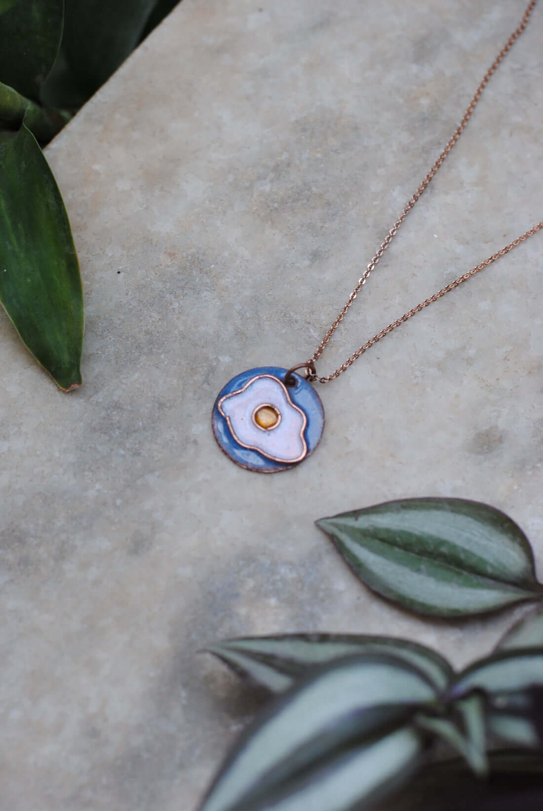 Copper enamel trinkets, pendant handcrafted in Maharashtra, India. Funky egg design