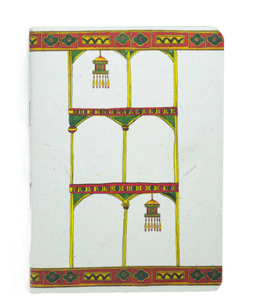 Handcrafted recycled paper stationery. Notebook in chitrakathi