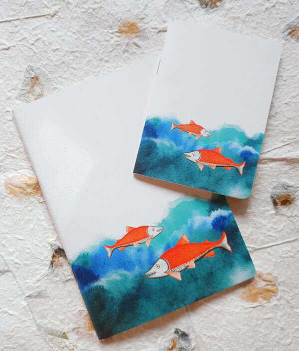 Hammerhead Sharks in Patchitra handcrafted Notebook (Single), to raise awareness of marine environment