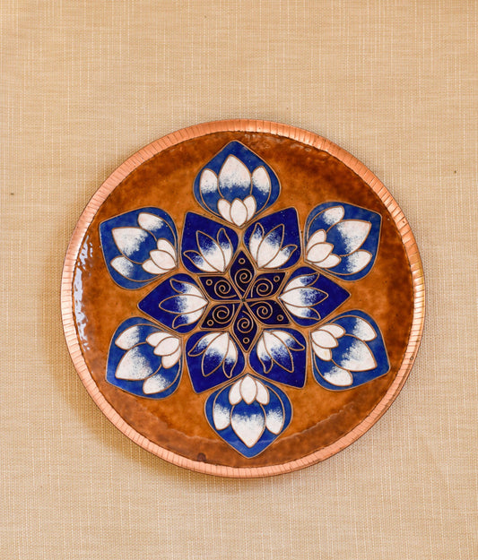 EkiBeki Handcrafted Copper Enamel Lotus Petal Brown Wall Plate-3 sizes
