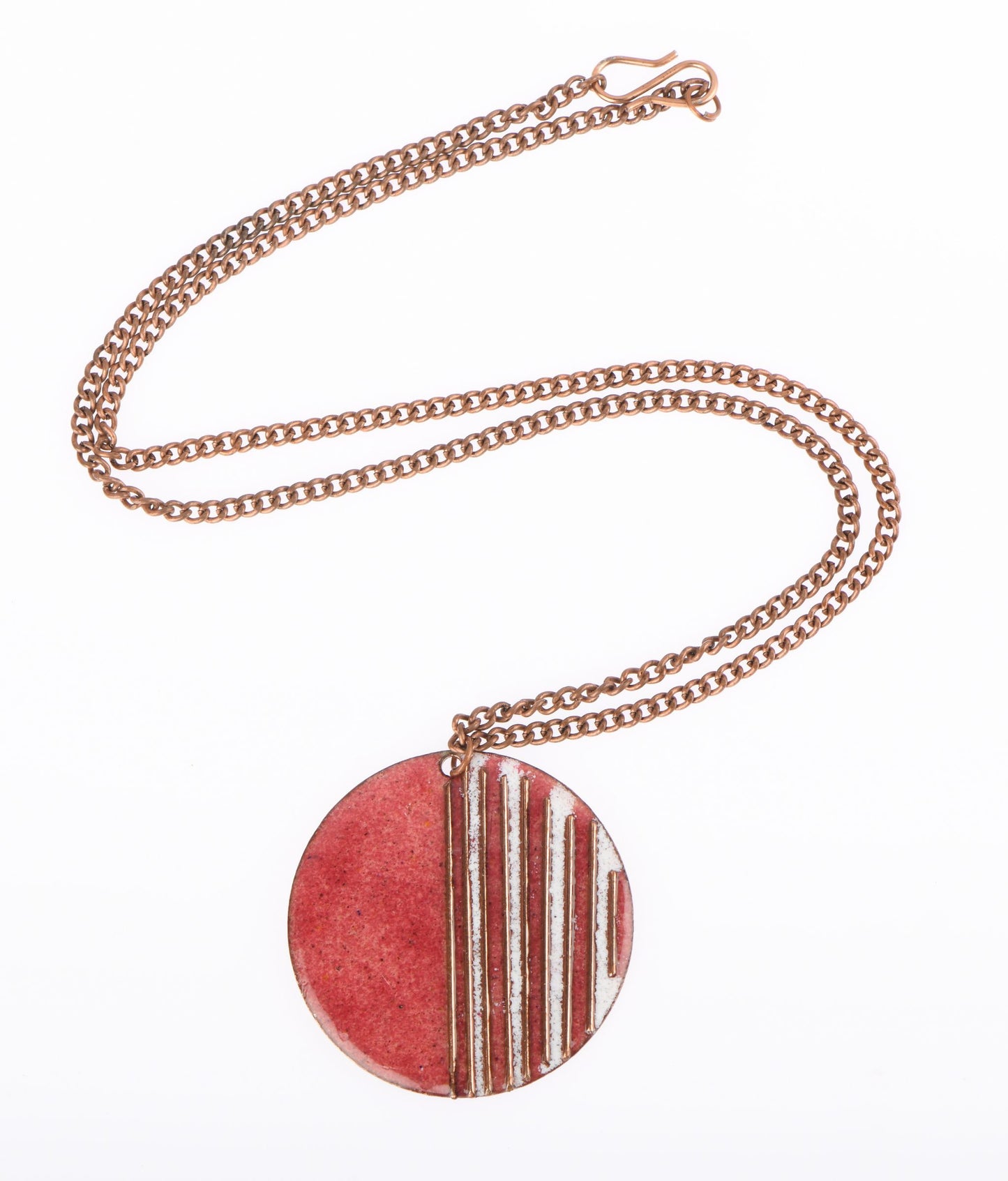 Handcrafted Copper Enamel Crinkle Lotus Small Pendant