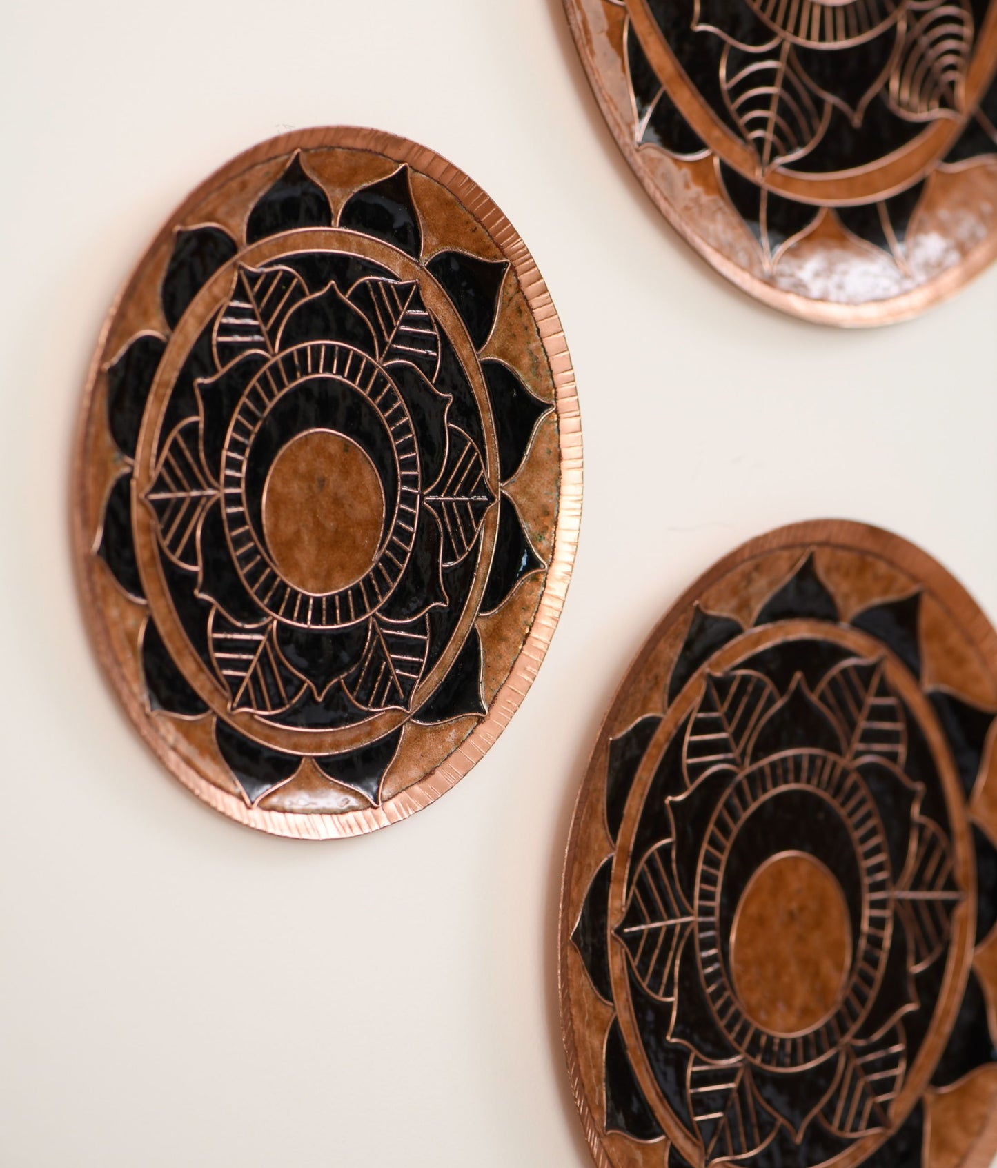 EkiBeki Handcrafted Copper Enamel Deeva Wall Plate-3 sizes