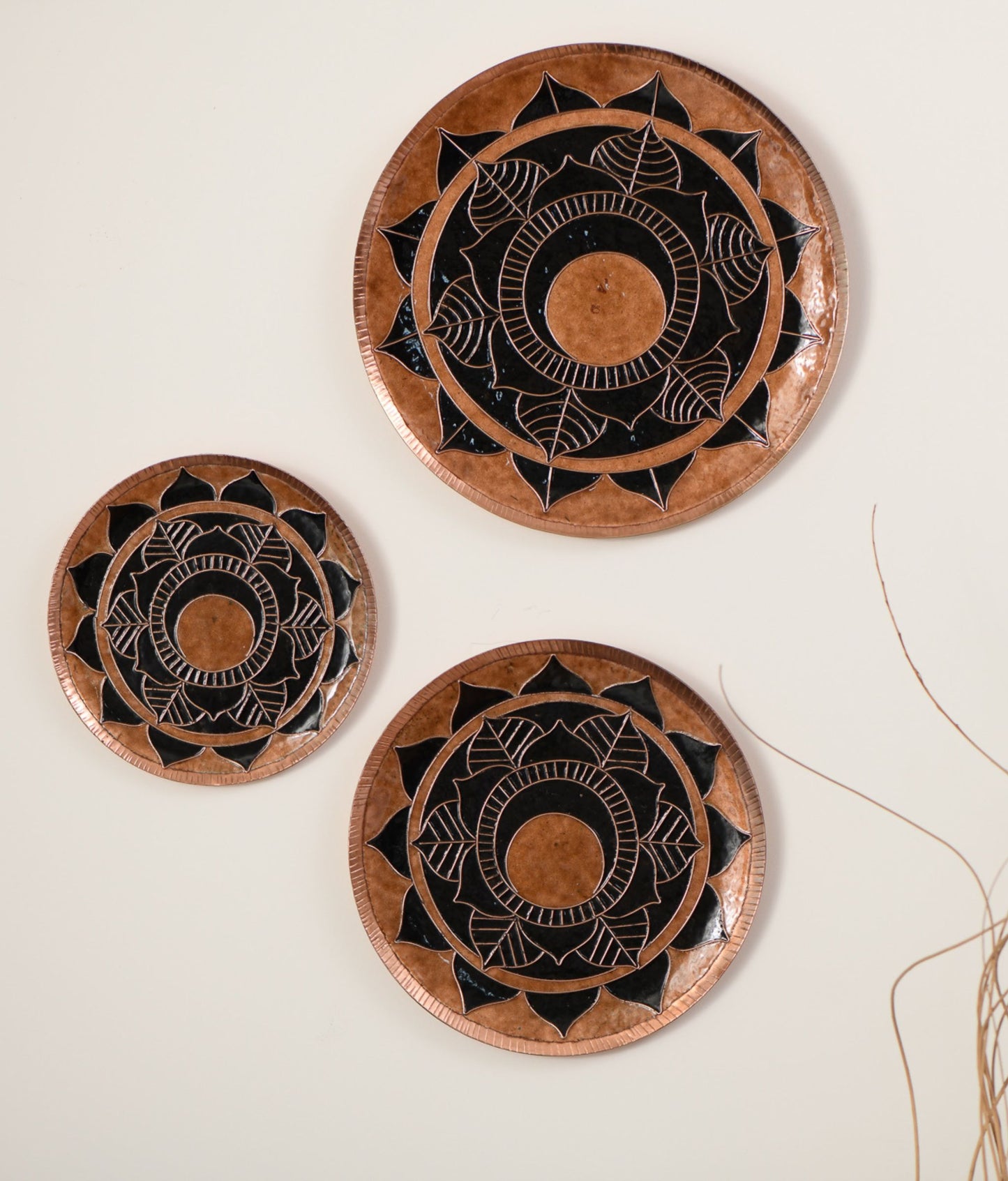 EkiBeki Handcrafted Copper Enamel Deeva Wall Plate-3 sizes