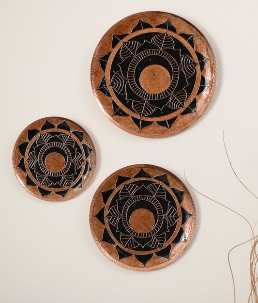 Handcrafted Copper Enamel Deeva Wall Plate-3 sizes