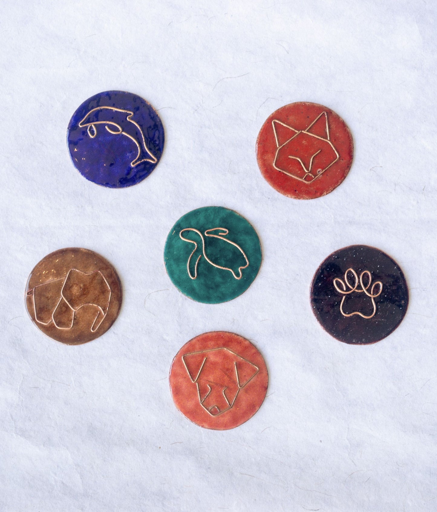 Ekibeki (Set of 2) Copper Enamel " Dolphin" Fridge Magnet