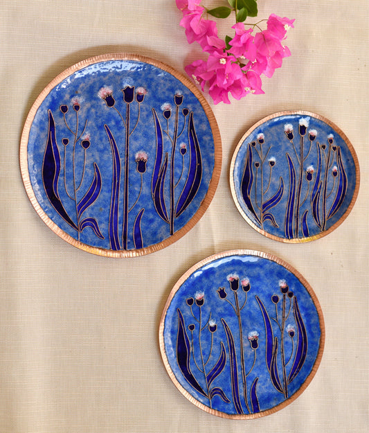 Ekibeki Handcrafted Gardens of Vishwakarma Copper Enamel Wall Plate - Pastels Emilia (1pc)