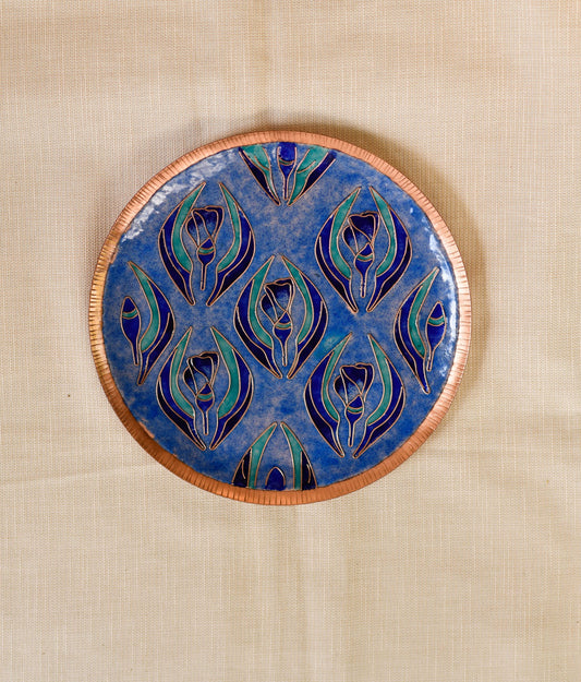 Ekibeki Handcrafted Gardens of Vishwakarma Copper Enamel Wall Plate - Pastels Wildflower (1pc)