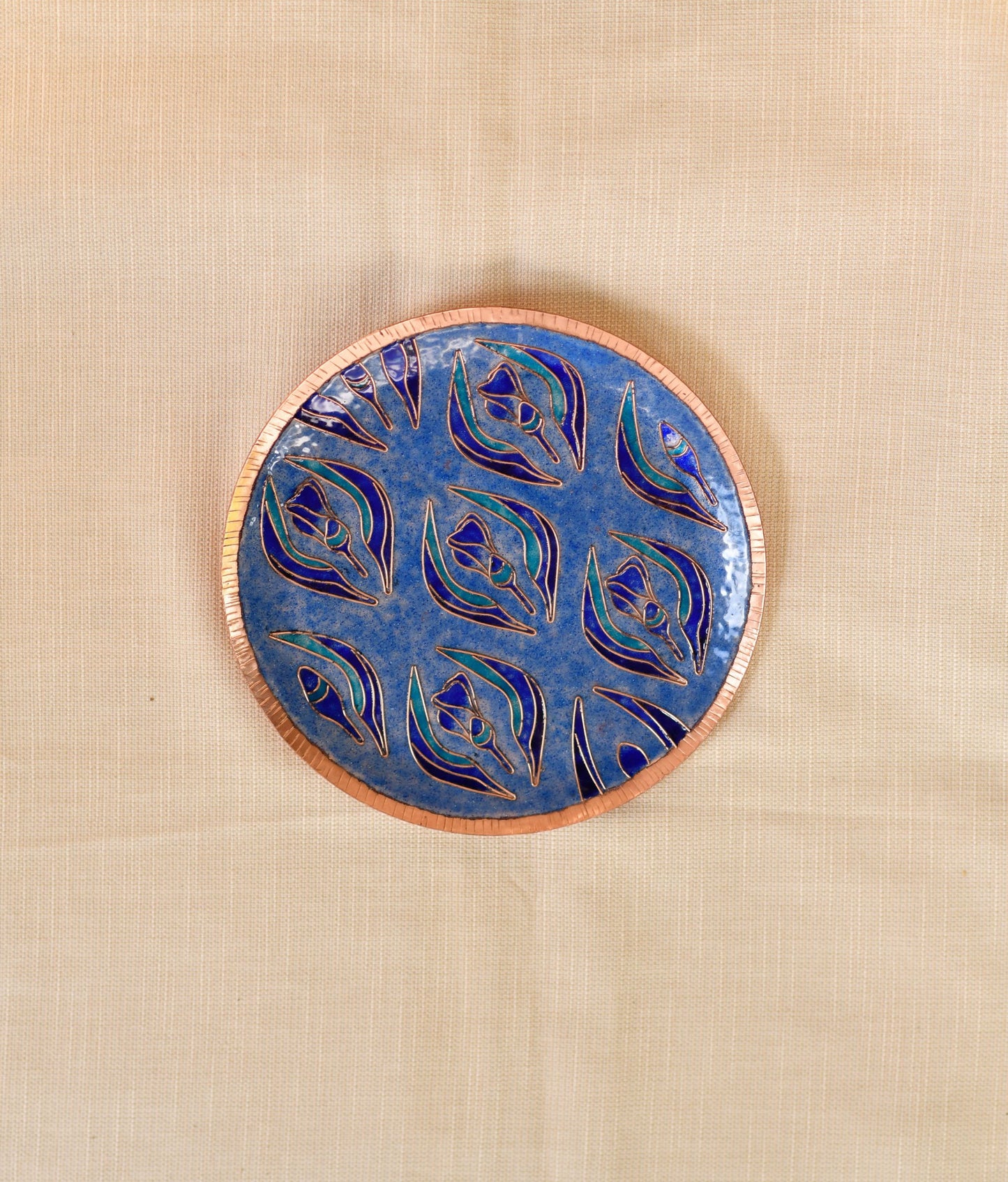 Ekibeki Gardens of Vishwakarma Copper Enamel Wall Plate - Pastels Wildflower (1pc)