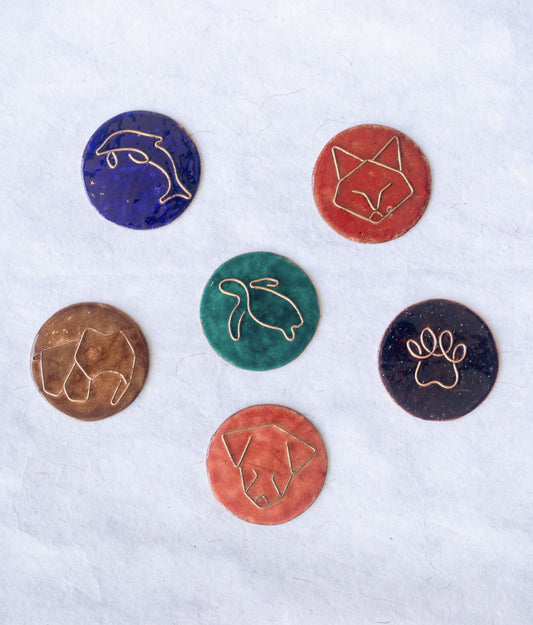 Ekibeki (Set of 2) Copper Enamel " Paws" Handcrafted Fridge Magnet