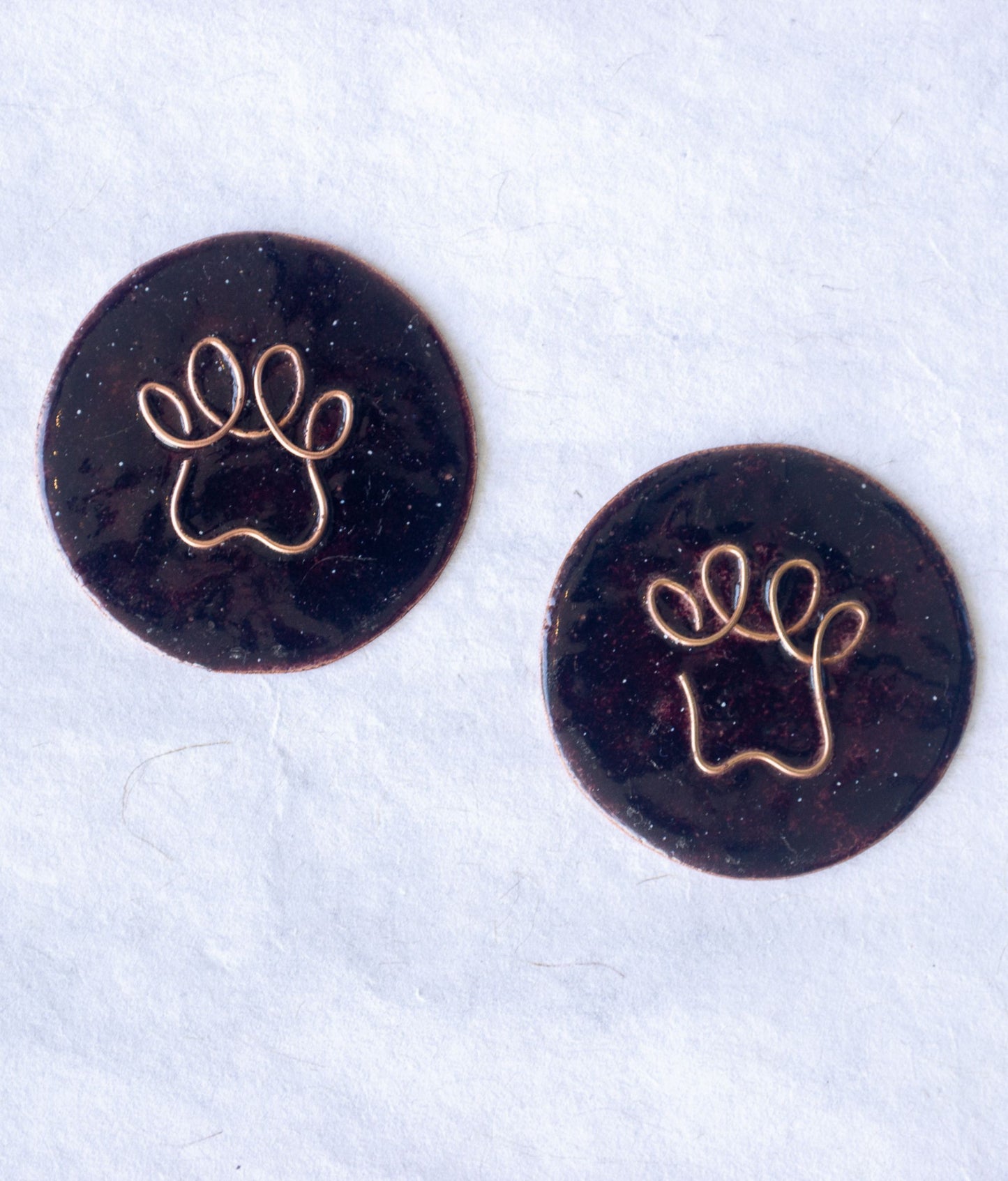 Ekibeki (Set of 2) Copper Enamel " Paws" Fridge Magnet