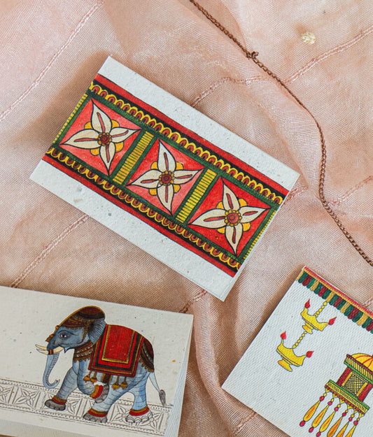 Set of 6 Border Handmade Gift Cards in Chitrakathi