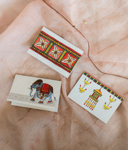 Set of 6 Lantern Handmade Gift Cards in Chitrakathi