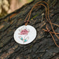 Handcrafted White Rose Copper Enamel Pendant
