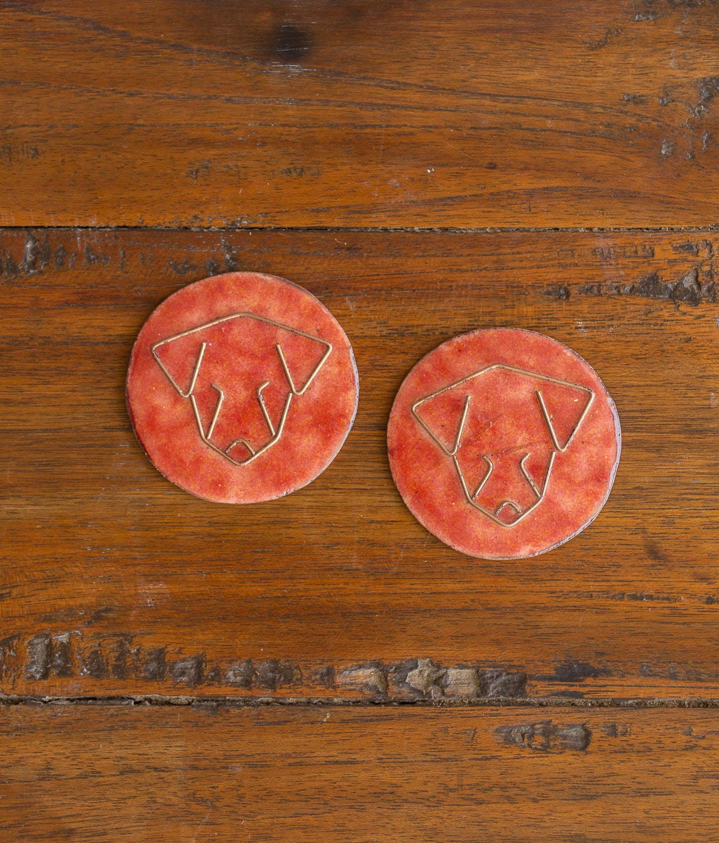 Ekibeki (Set of 2) Copper Enamel " Woof" Fridge Magnet
