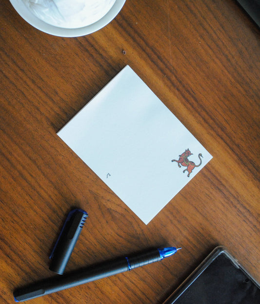 Artwork by native craftsmen of Chitrakathi, Gond, that are used as motifs to create stationery. This one is Vishnu avtaar as wild boar