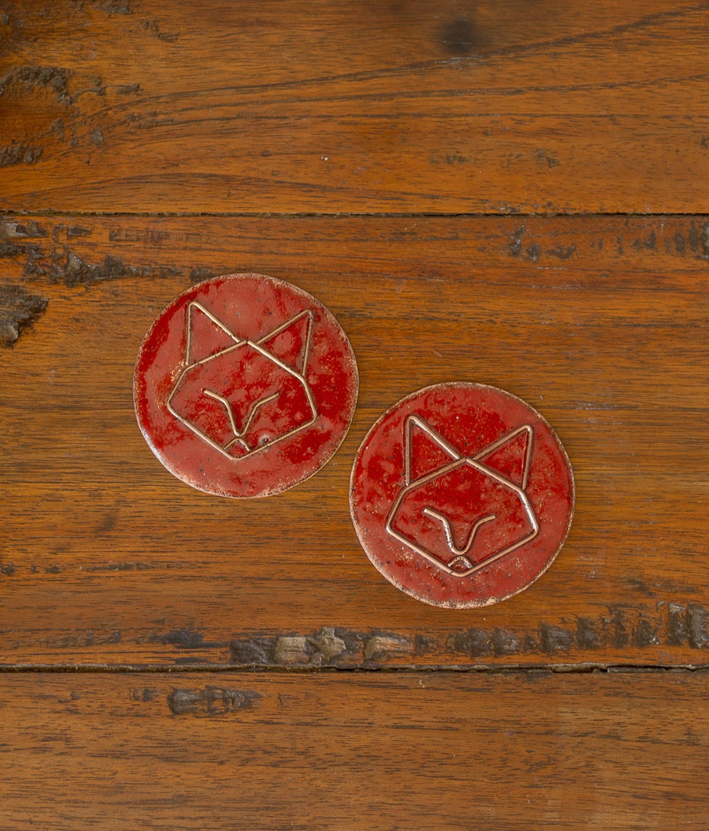 Ekibeki (Set of 2) Copper Enamel " Mani Mau" Fridge Magnet