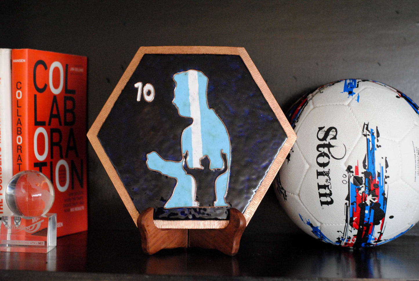 Copper enameled wallplates to celebrate FIFA legacies, Messi. With The Plated Project