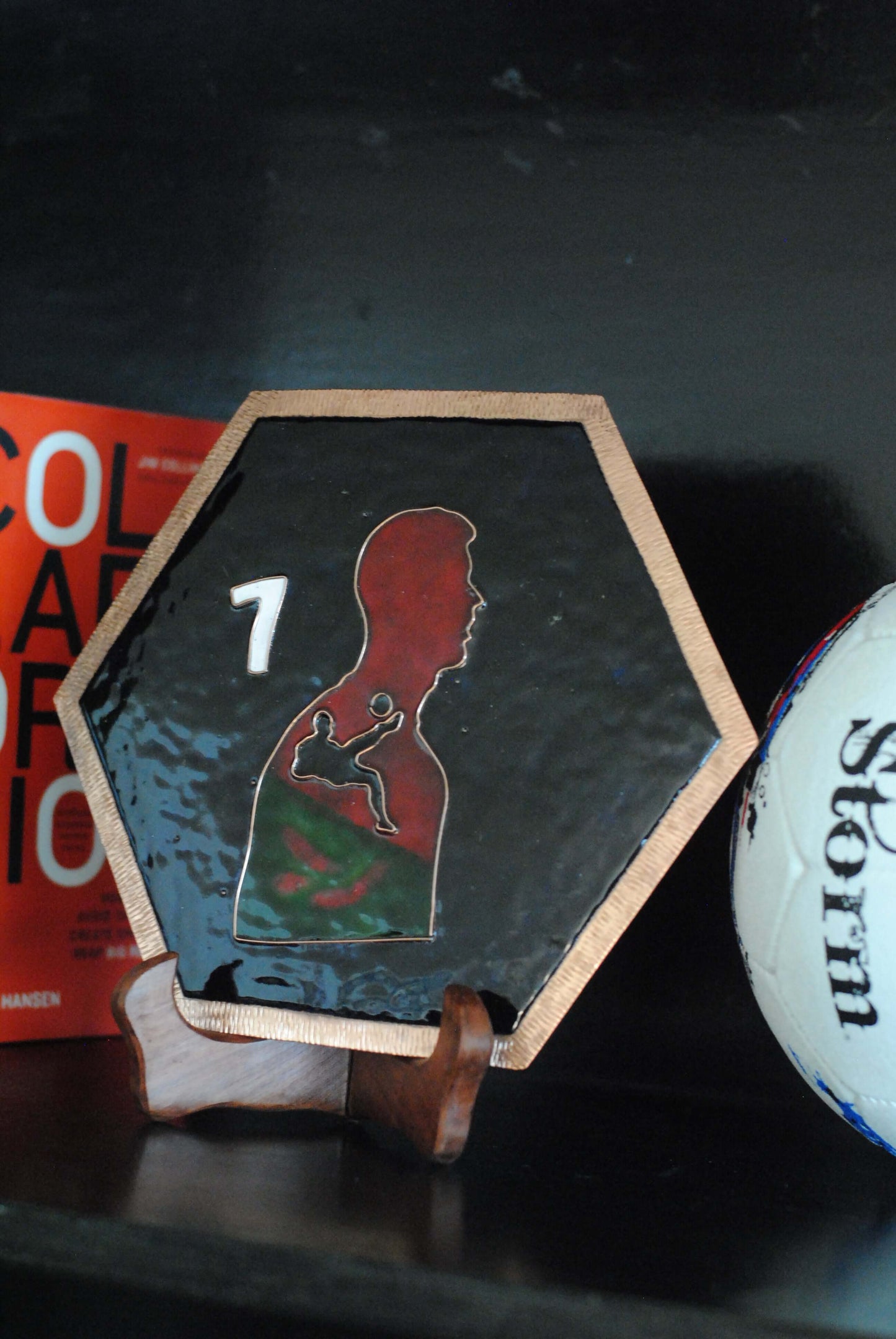 Handcrafted Copper Enamel Ronaldo Wall Plate-(Size-10 inch)