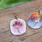 Handcrafted Lotus Bloom White/Red Copper Enamel Earring