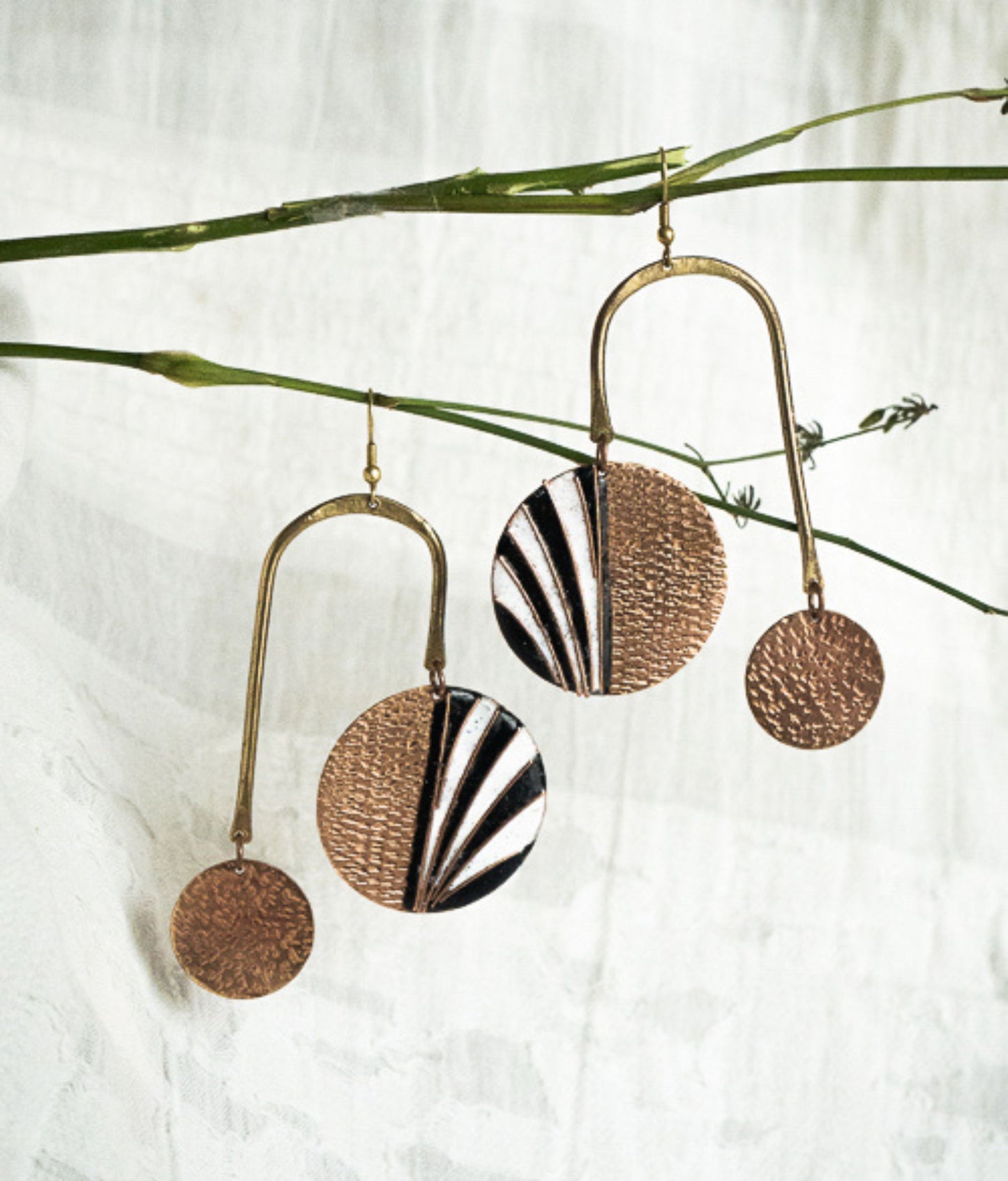 Handcrafted Black/Bronze Copper Enamel Dangler