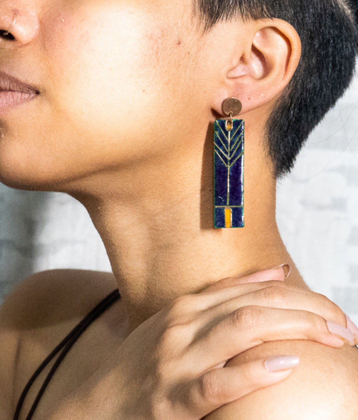 Handcrafted Prairie Blue Copper Enamel Earrings