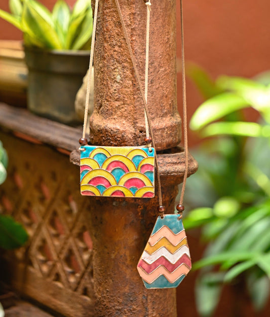 Handcrafted Copper Enamel Pendant Multicolor