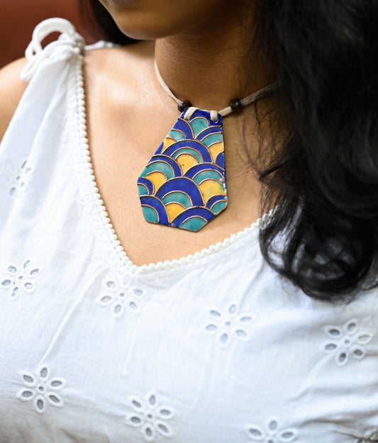 Handcrafted Copper Enamel Symmetrical Rainbow Pendant