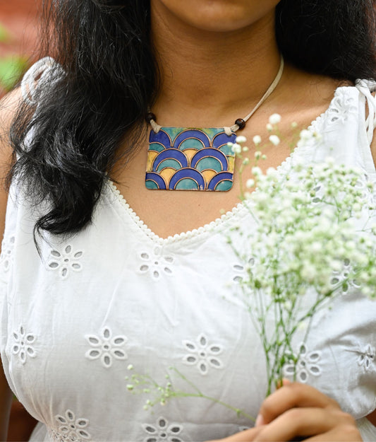 Handcrafted Copper Enamel Rectangle Pendant
