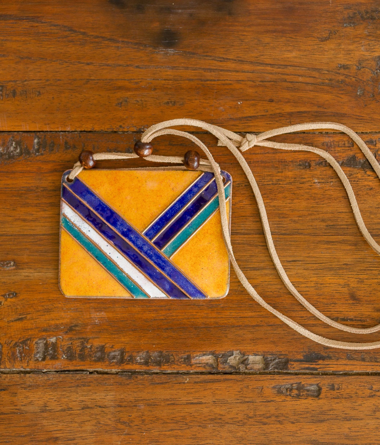 Handcrafted Copper Enamel Trio Pendant