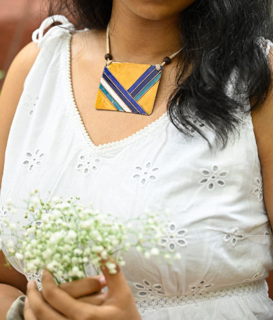 Handcrafted Copper Enamel Trio Pendant