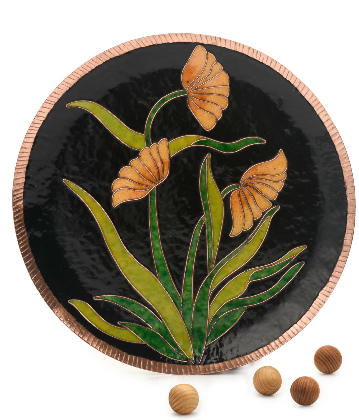 EkiBeki Handcrafted Copper Enamel Vasant Black Wall Plate-3 sizes