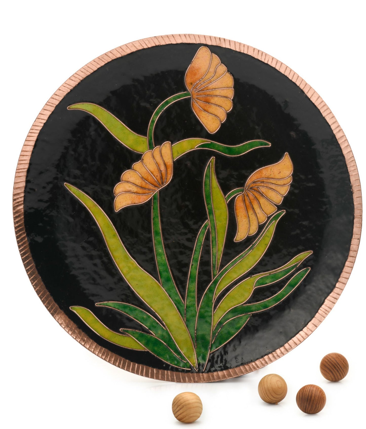 Handcrafted Copper Enamel Vasant Black Wall Plate-3 sizes