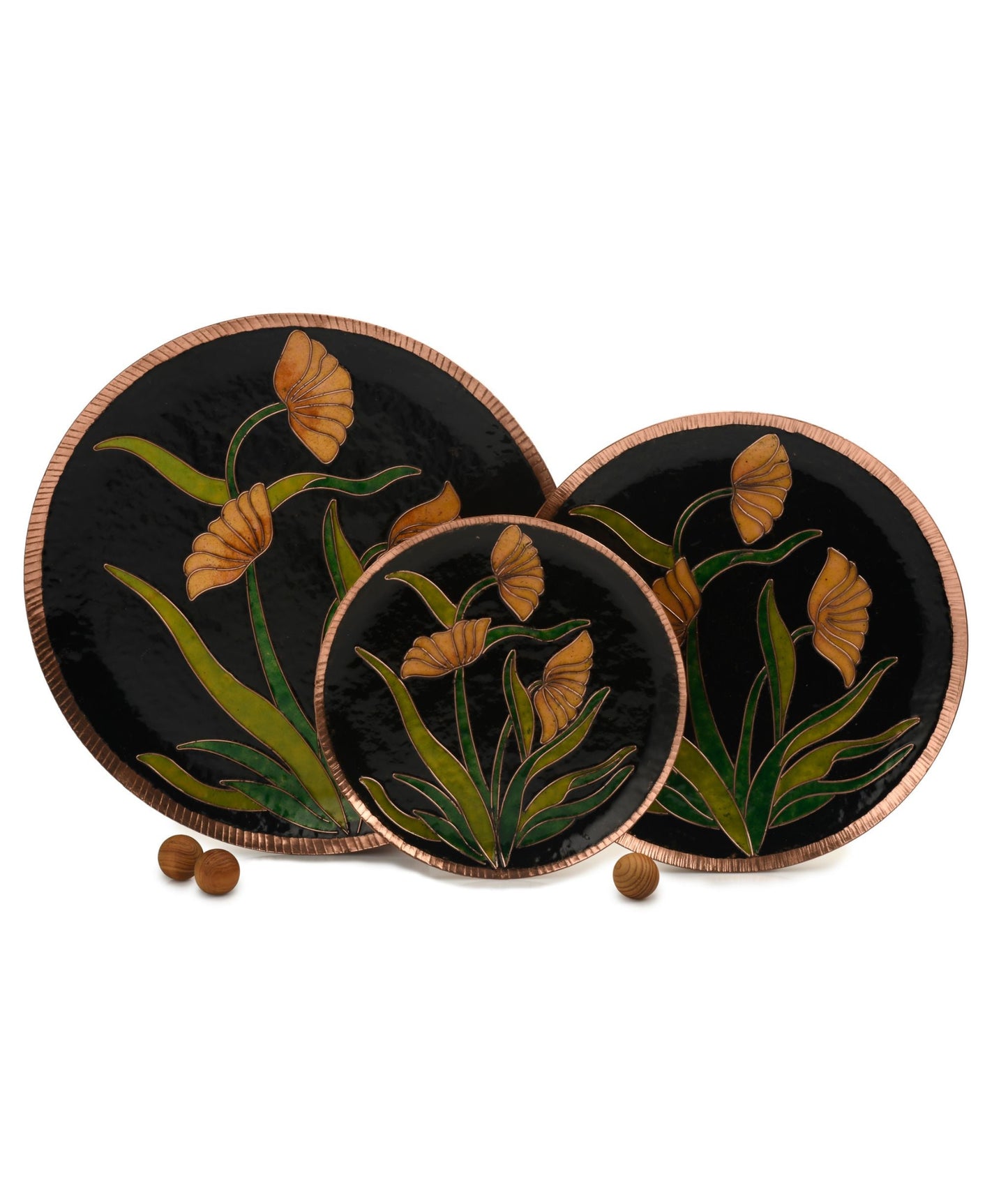 EkiBeki Handcrafted Copper Enamel Vasant Black Wall Plate-3 sizes