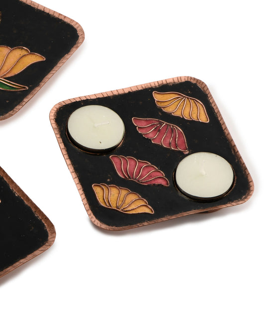 Ekibeki Handcrafted Tealight holder Vasant 4 Lotus (Set of 2)